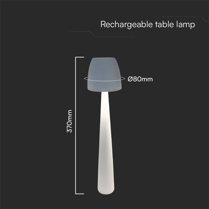 LED Dimbar uppladdningsbar touch bordslampa LED/3W/5V 3000-6000K 1800 mAh vit