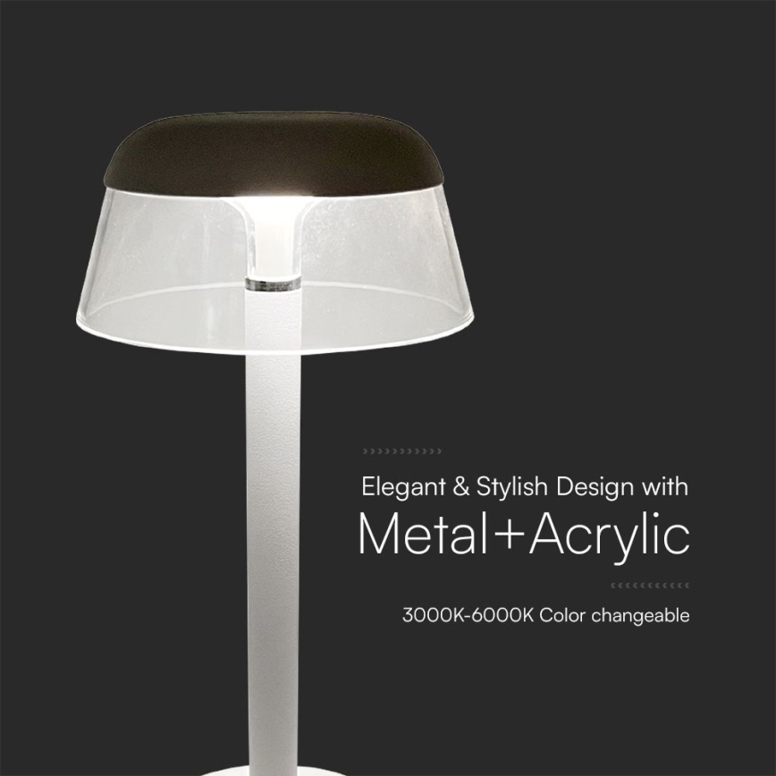 LED Dimbar uppladdningsbar touch bordslampa LED/3W/5V 3000-6000K 1800 mAh vit