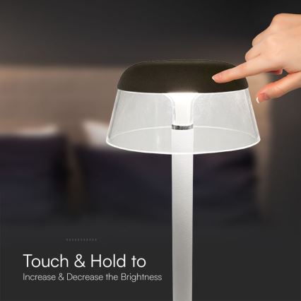 LED Dimbar uppladdningsbar touch bordslampa LED/3W/5V 3000-6000K 1800 mAh vit