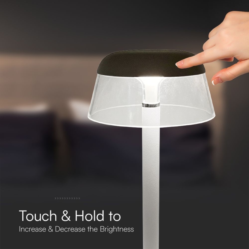 LED Dimbar uppladdningsbar touch bordslampa LED/3W/5V 3000-6000K 1800 mAh vit