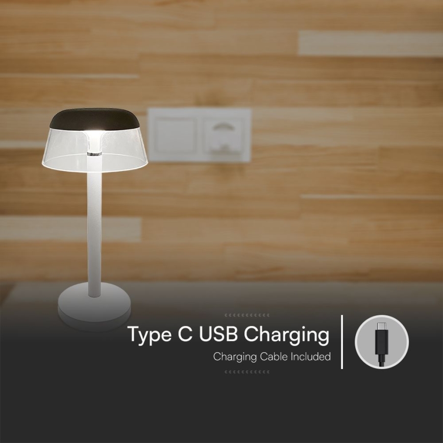 LED Dimbar uppladdningsbar touch bordslampa LED/3W/5V 3000-6000K 1800 mAh vit