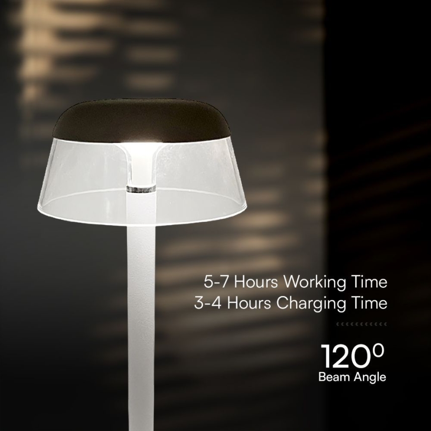 LED Dimbar uppladdningsbar touch bordslampa LED/3W/5V 3000-6000K 1800 mAh vit