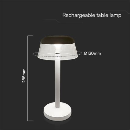 LED Dimbar uppladdningsbar touch bordslampa LED/3W/5V 3000-6000K 1800 mAh vit