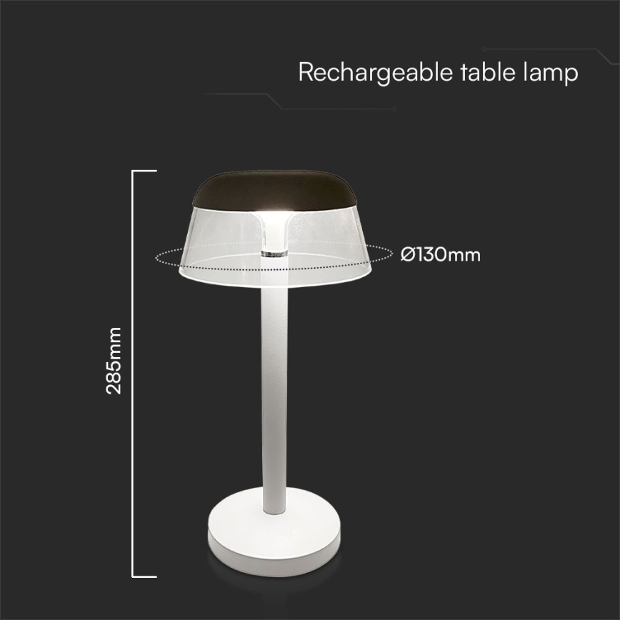 LED Dimbar uppladdningsbar touch bordslampa LED/3W/5V 3000-6000K 1800 mAh vit