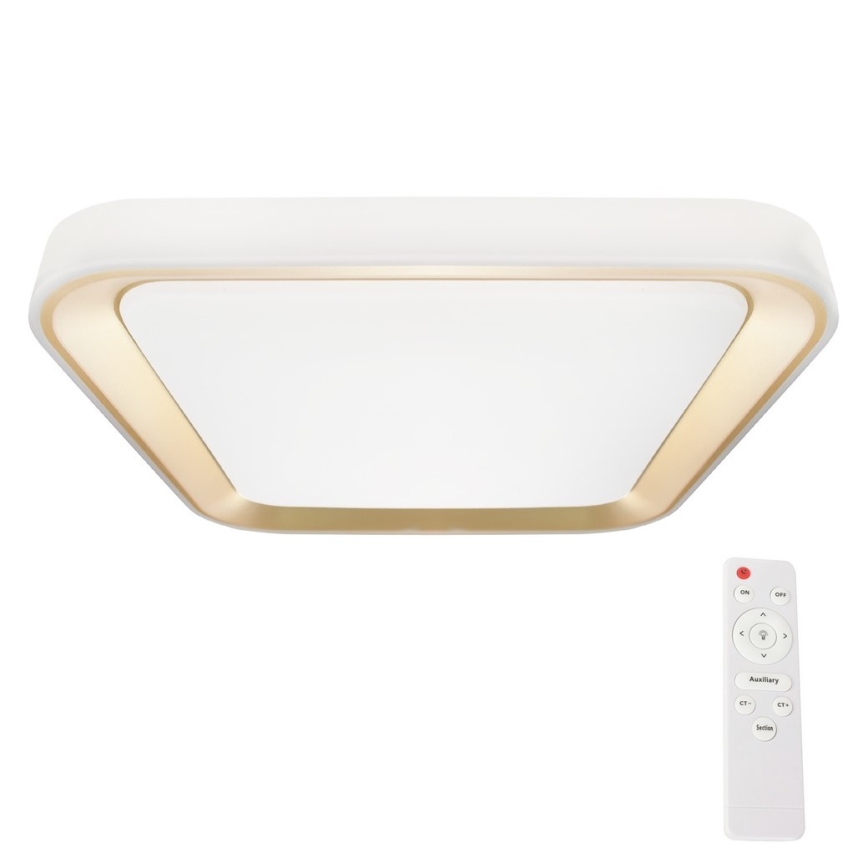 LED Dimbart takarmatur QUADRO LED/66W/230V 3000-6000K vit/guld + fjärrkontroll