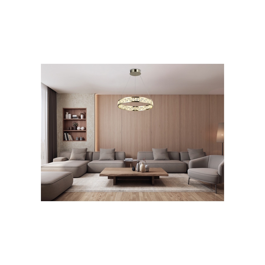 Dimmbar LED-kristallkrona på vajer ENRIQUE LED/55W//230V 3000-6000K pr. 80 cm + fjärrkontroll