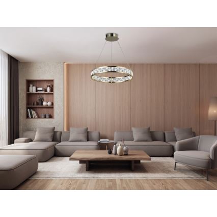 Dimmbar LED-kristallkrona på vajer ENRIQUE LED/55W//230V 3000-6000K pr. 80 cm + fjärrkontroll