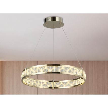 Dimmbar LED-kristallkrona på vajer ENRIQUE LED/55W//230V 3000-6000K pr. 80 cm + fjärrkontroll