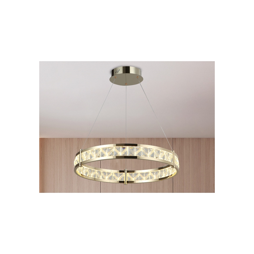 Dimmbar LED-kristallkrona på vajer ENRIQUE LED/55W//230V 3000-6000K pr. 80 cm + fjärrkontroll