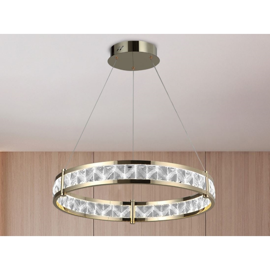 Dimmbar LED-kristallkrona på vajer ENRIQUE LED/55W//230V 3000-6000K pr. 80 cm + fjärrkontroll