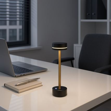 LED-dimmbar uppladdningsbar bordslampa SAM LED/5W/5V 3600 mAh svart/guld