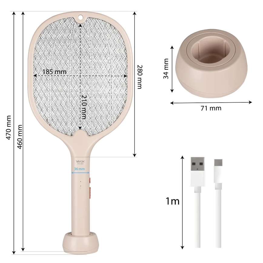 LED Elektrisk insektsfångare 2-i-1 500 mAh/5V beige