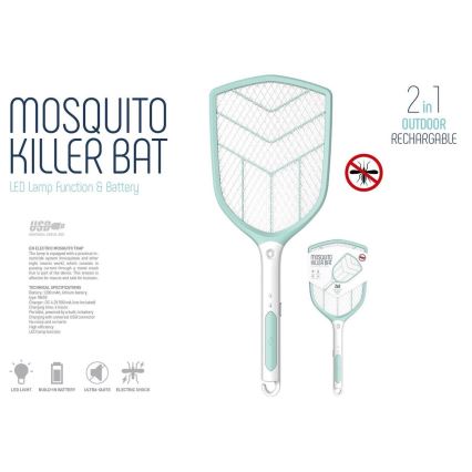 LED Elektrisk insektsdödare racket 1200 mAh/4,2V