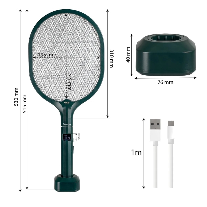 LED elektrisk insektsfälla 2i1 1200 mAh/5V grön