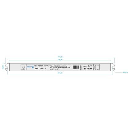 LED Elektrisk transformator DRIVER 30W/230V/12V IP67
