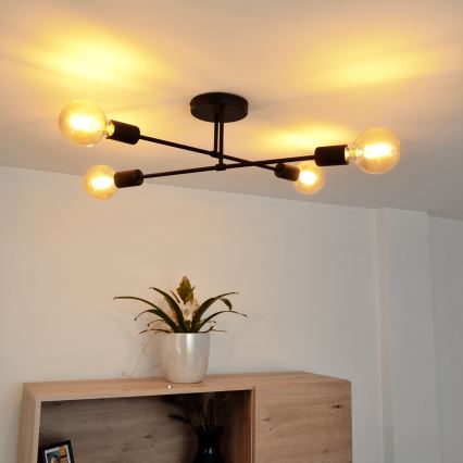 LED fäst ljuskrona CAMBRIDGE 4xE27/8W/230V svart