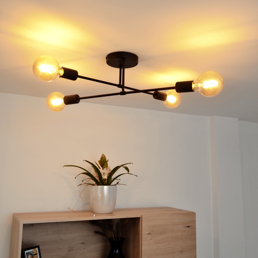 LED fäst ljuskrona CAMBRIDGE 4xE27/8W/230V svart