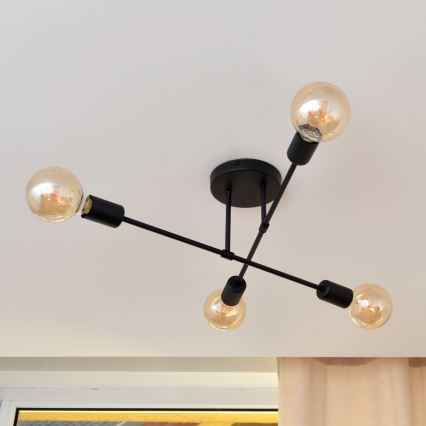 LED fäst ljuskrona CAMBRIDGE 4xE27/8W/230V svart