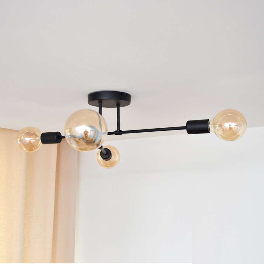 LED fäst ljuskrona CAMBRIDGE 4xE27/8W/230V svart