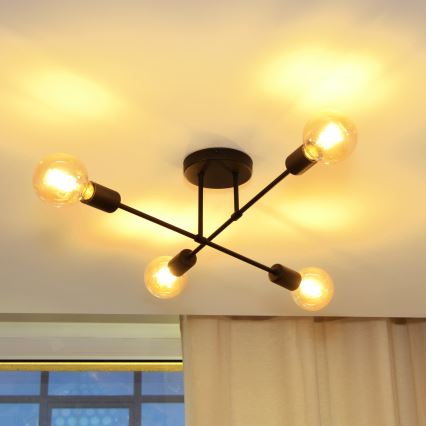 LED fäst ljuskrona CAMBRIDGE 4xE27/8W/230V svart