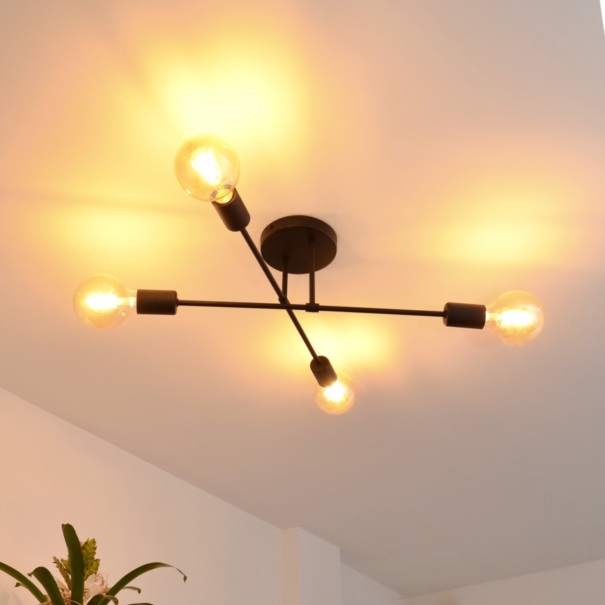 LED fäst ljuskrona CAMBRIDGE 4xE27/8W/230V svart