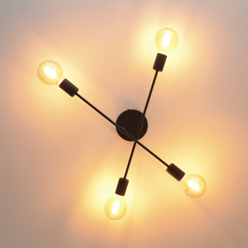 LED fäst ljuskrona CAMBRIDGE 4xE27/8W/230V svart