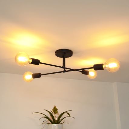 LED fäst ljuskrona CAMBRIDGE 4xE27/8W/230V svart