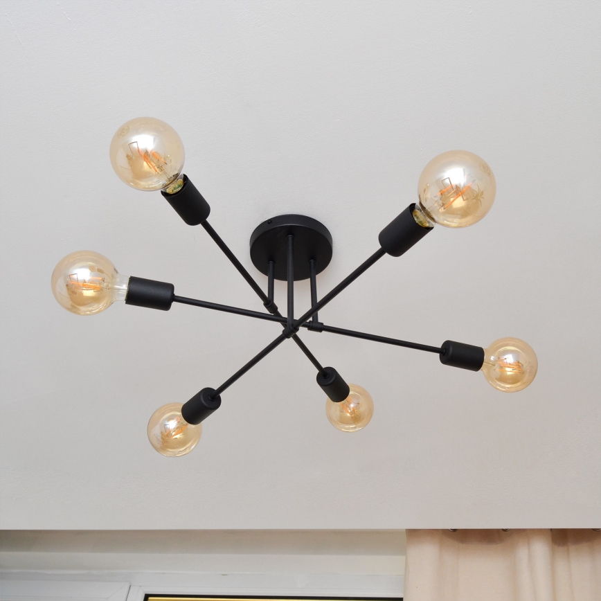 LED fäst ljuskrona CAMBRIDGE 6xE27/8W/230V svart
