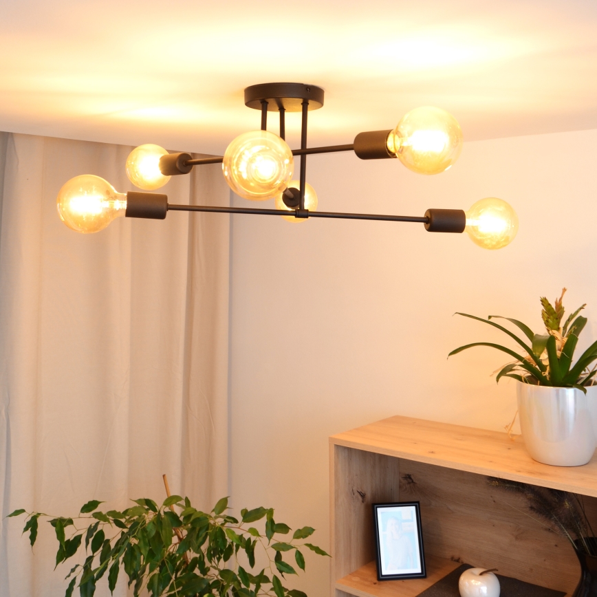 LED fäst ljuskrona CAMBRIDGE 6xE27/8W/230V svart
