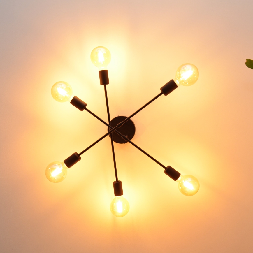 LED fäst ljuskrona CAMBRIDGE 6xE27/8W/230V svart