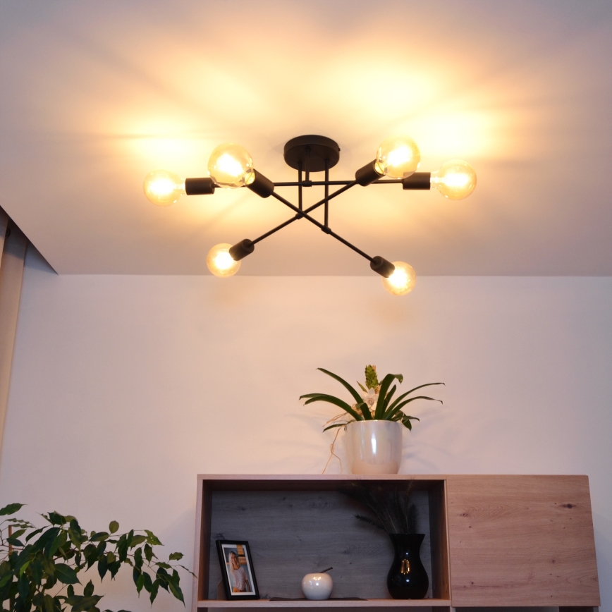 LED fäst ljuskrona CAMBRIDGE 6xE27/8W/230V svart