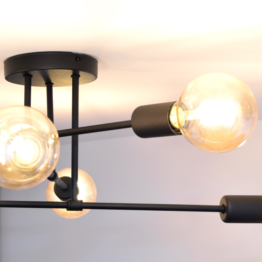LED fäst ljuskrona CAMBRIDGE 6xE27/8W/230V svart