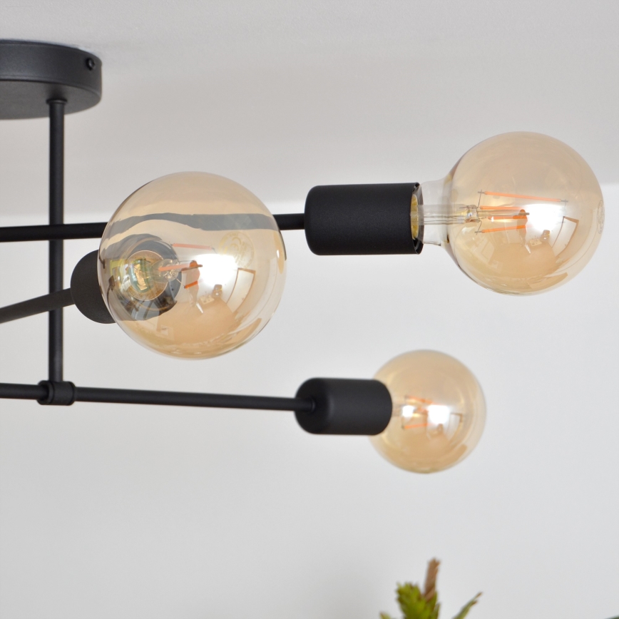 LED fäst ljuskrona CAMBRIDGE 6xE27/8W/230V svart