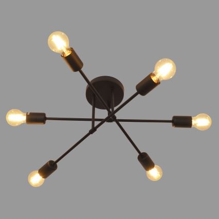 LED fäst ljuskrona CAMBRIDGE 6xE27/8W/230V svart