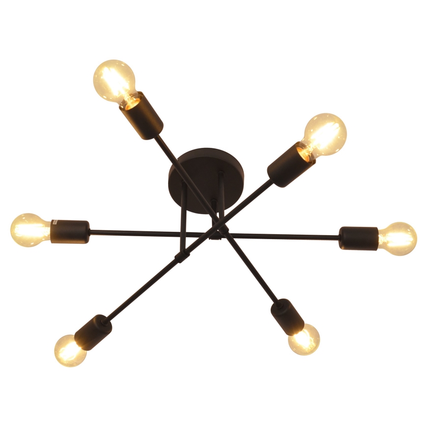 LED fäst ljuskrona CAMBRIDGE 6xE27/8W/230V svart