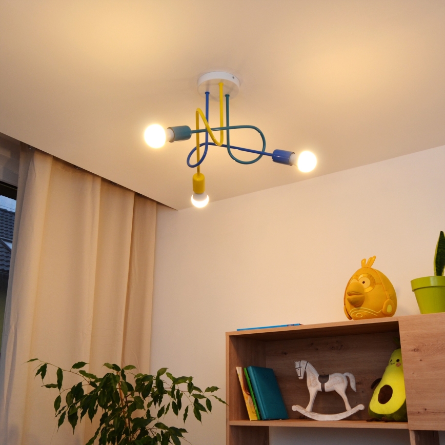 LED Fäst ljuskrona för barn OXFORD 3xE27/15W/230V