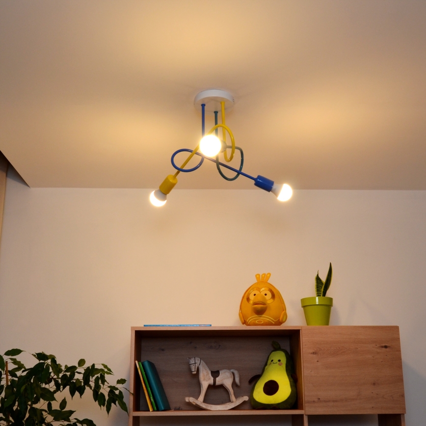 LED Fäst ljuskrona för barn OXFORD 3xE27/15W/230V