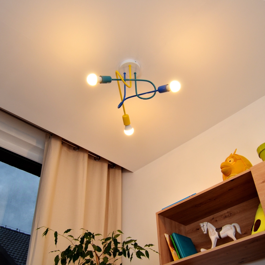 LED Fäst ljuskrona för barn OXFORD 3xE27/15W/230V