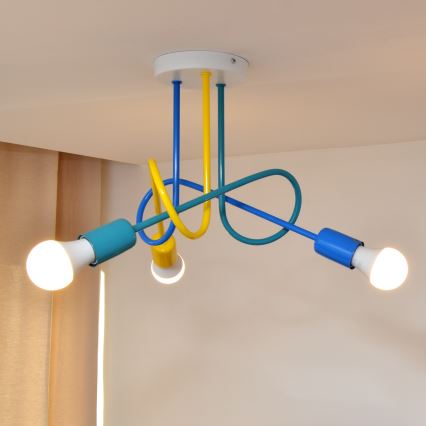 LED Fäst ljuskrona för barn OXFORD 3xE27/15W/230V
