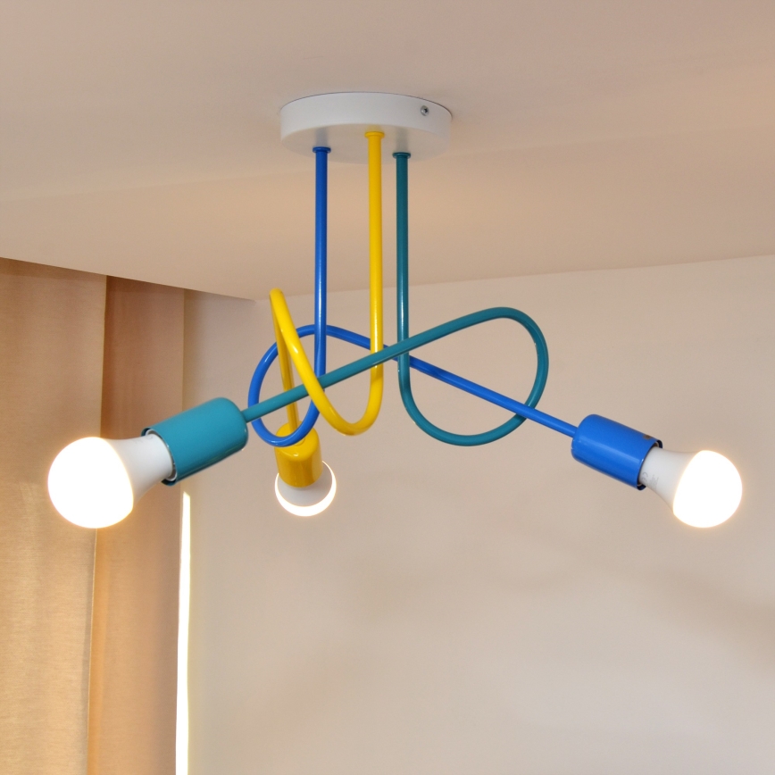 LED Fäst ljuskrona för barn OXFORD 3xE27/15W/230V