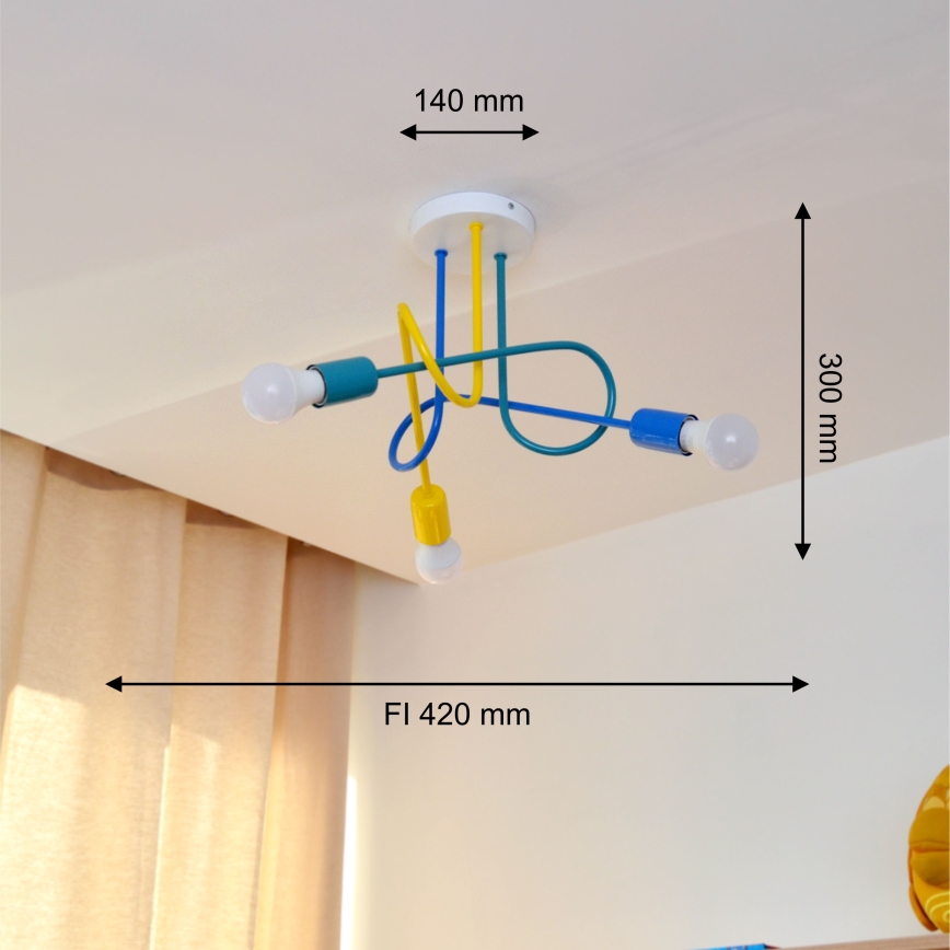 LED Fäst ljuskrona för barn OXFORD 3xE27/15W/230V