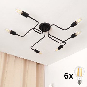 LED fäst ljuskrona TUBE 6xE27/15W/230V