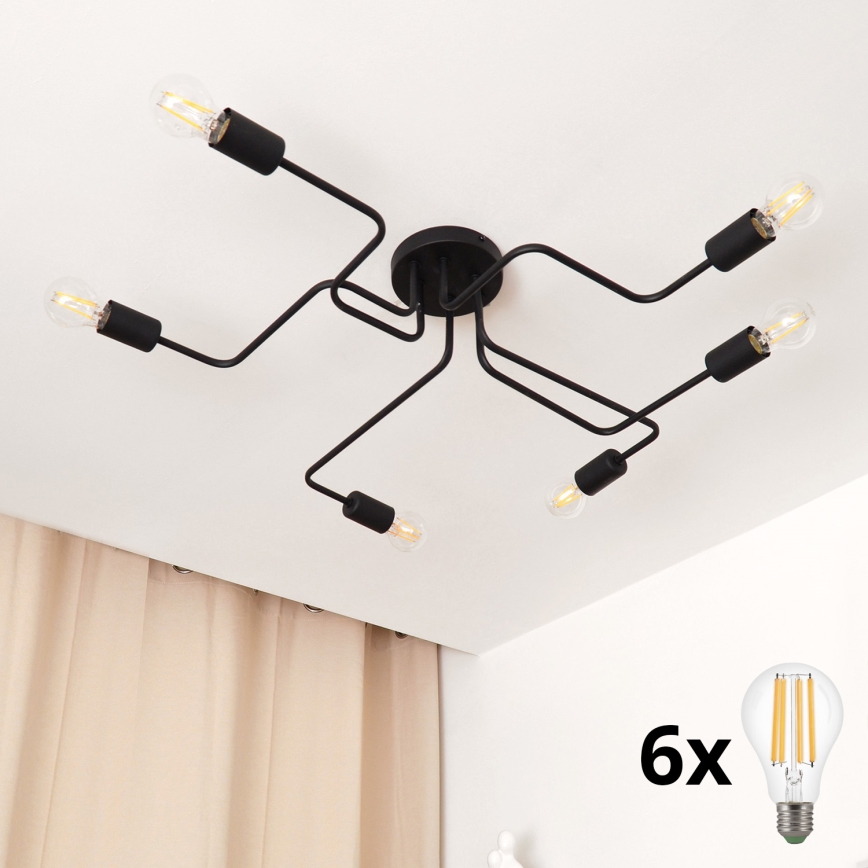 LED fäst ljuskrona TUBE 6xE27/15W/230V