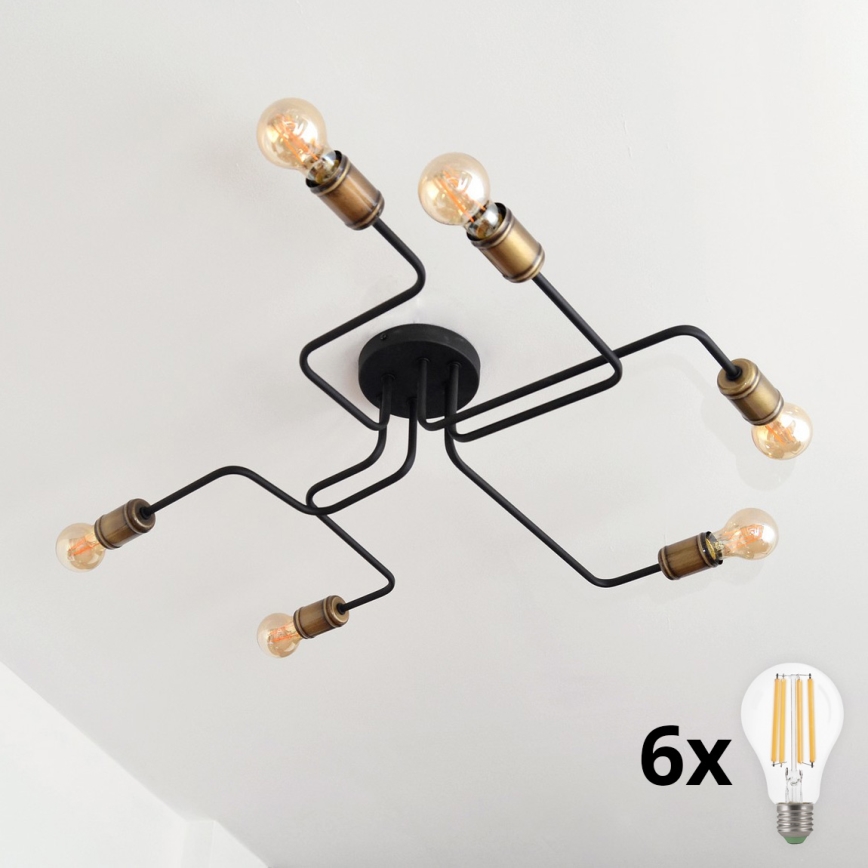 LED fäst ljuskrona TUBE 6xE27/15W/230V