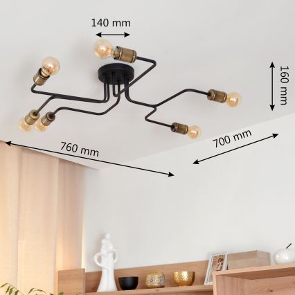 LED fäst ljuskrona TUBE 6xE27/15W/230V