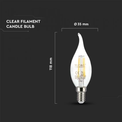 LED-filamentlampa E14/4W/230V 3000K