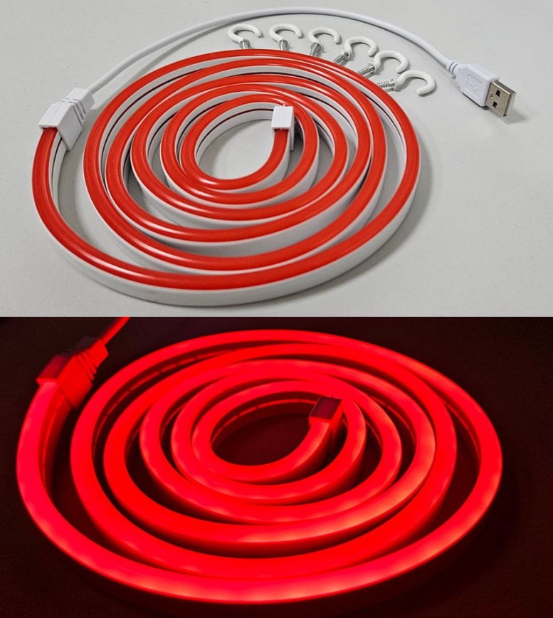 LED Flexibel list NEON LED/5V USB 1,8 m röd
