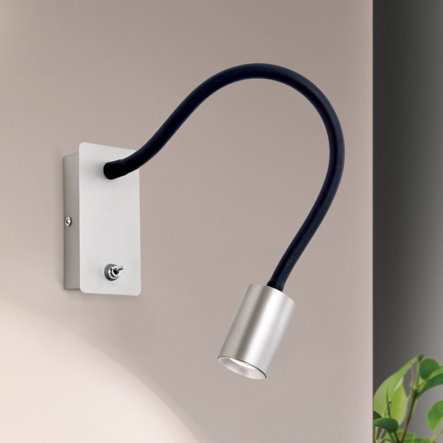 LED Flexibel liten vägg lampa KURT LED/5W/230V silver