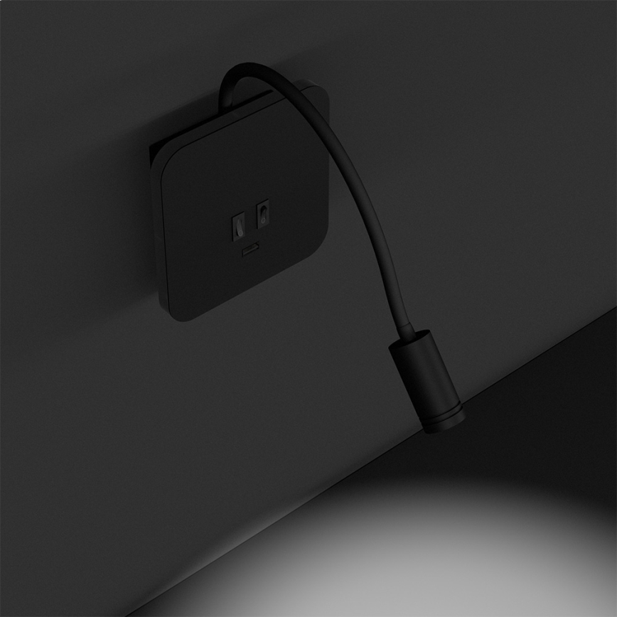 LED Flexibel vägglampa BASE 1xLED/8W+1xLED/2W/230V svart/silver