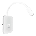 LED Flexibel vägglampa med USB BASE 1xLED/8W + 1xLED/2W/230V vit